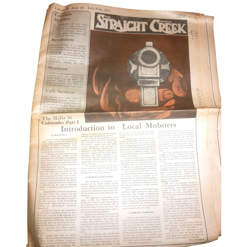 Straight Creek Journal July 1973 Colorado Mobsters Mafia Underground Newspaper